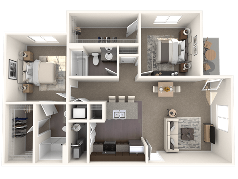 a rendering of a 3d floor plan of a house